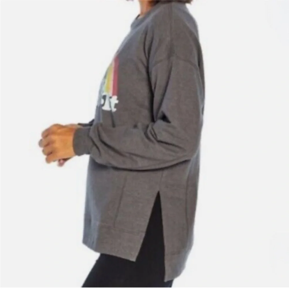 Wildfox "Easy Does It" grey Black Sweatshirt Graphic Crewneck sweater top sz L - Picture 4 of 10